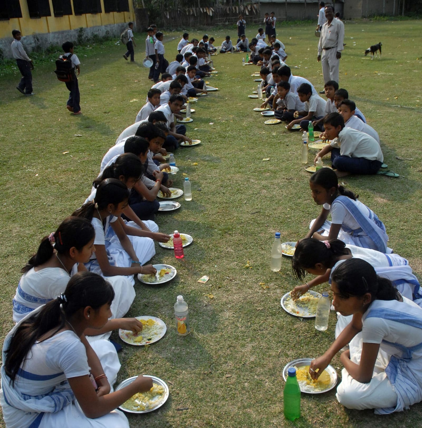 A school meal being served under India's mid-day meal programme. Tamil Nadu's school-feeding tradition began in Madras in 1922. Image: Government of India (GODL-India).