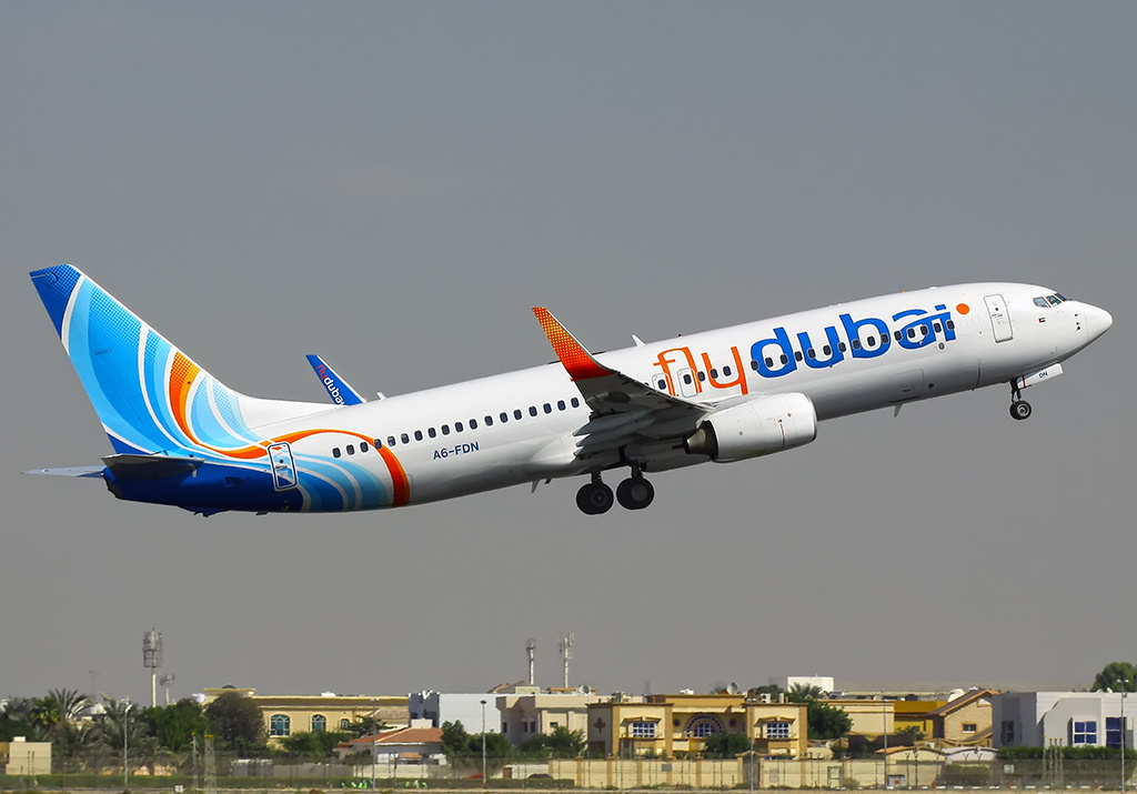 A flydubai Boeing 737-800 aircraft on the tarmac