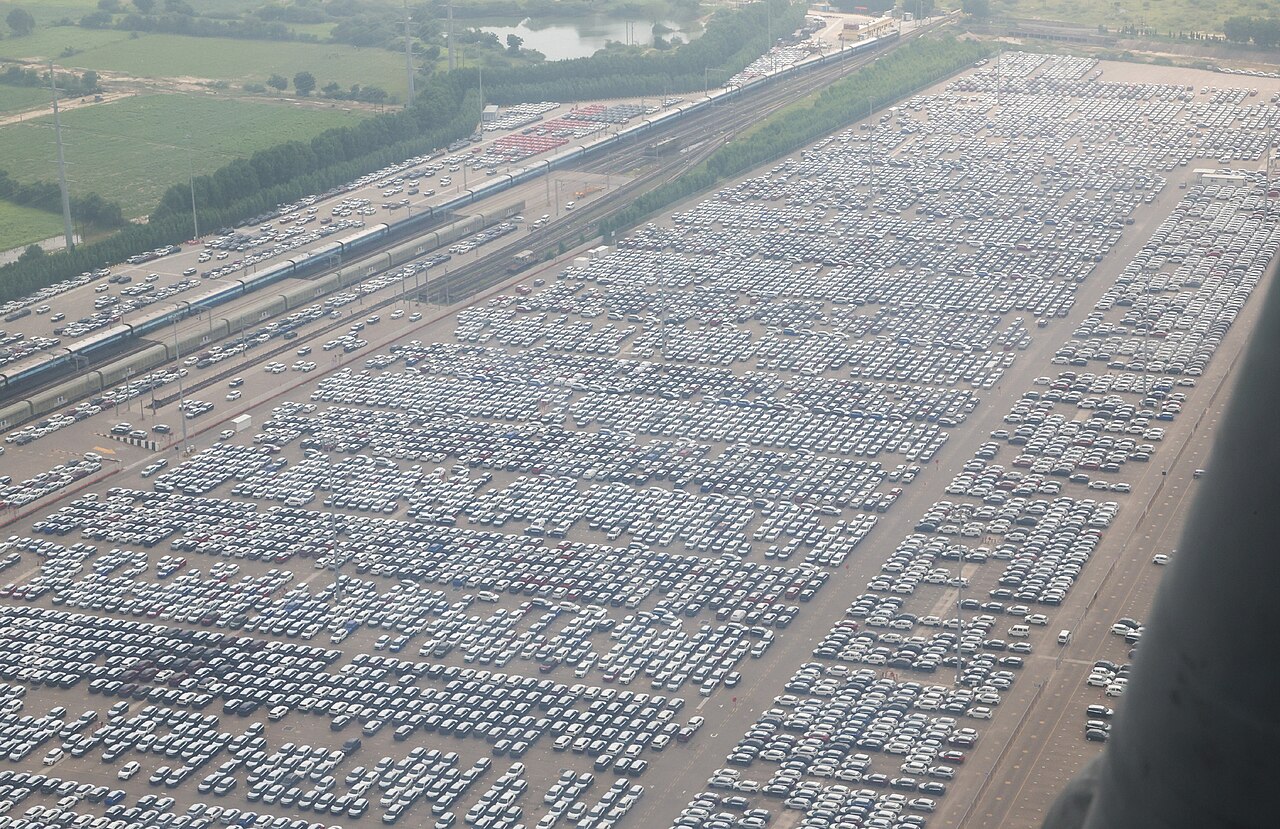 Aerial view of a large Maruti Suzuki car manufacturing plant in Gujarat