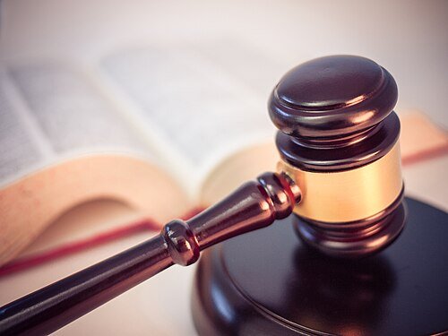 Gavel and open law book