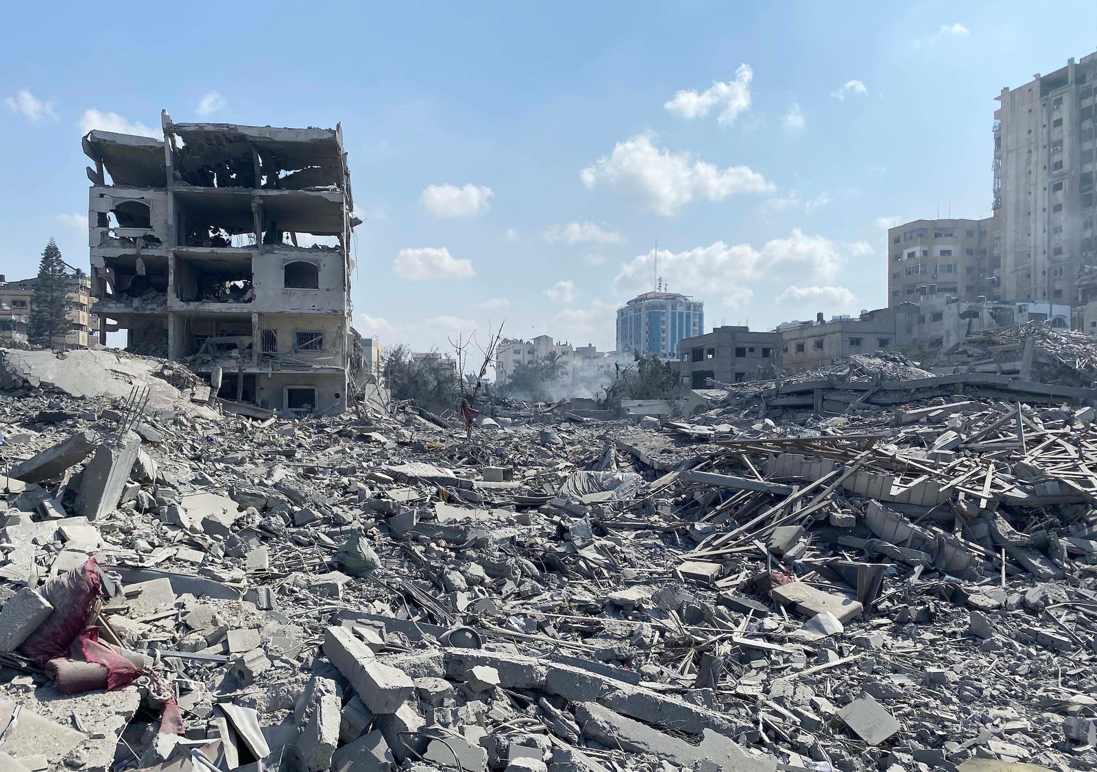 Destroyed buildings in the Gaza Strip