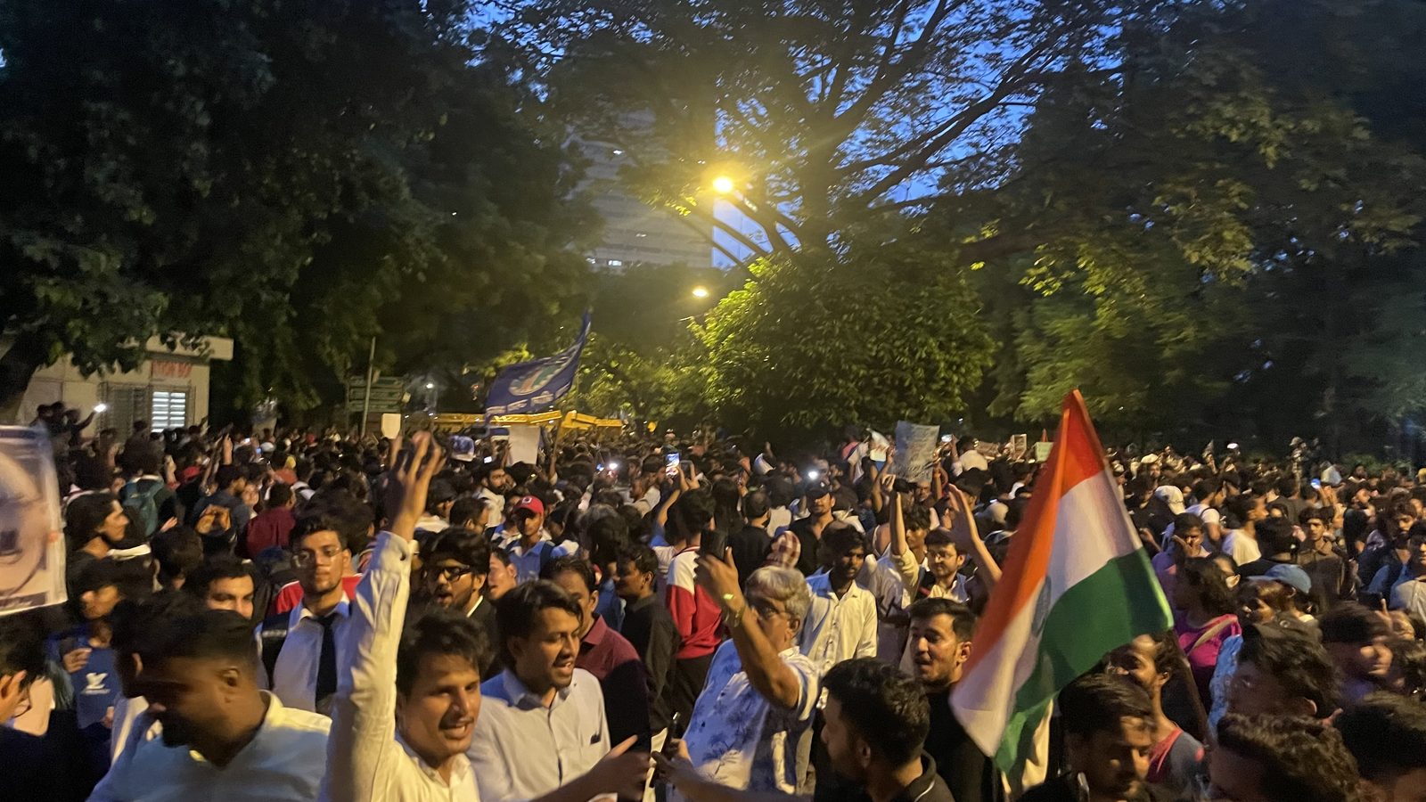 Protesters detained at a demonstration in New Delhi