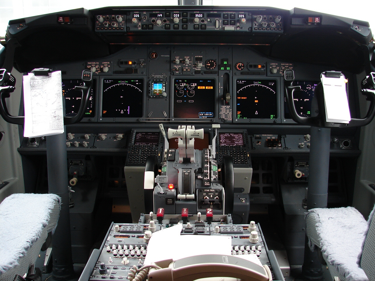 Flight deck of a Boeing 737-800