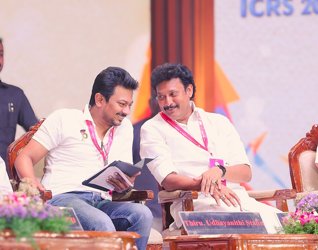 Udhayanidhi Stalin with Education Minister Anbil Mahesh Poyyamozhi