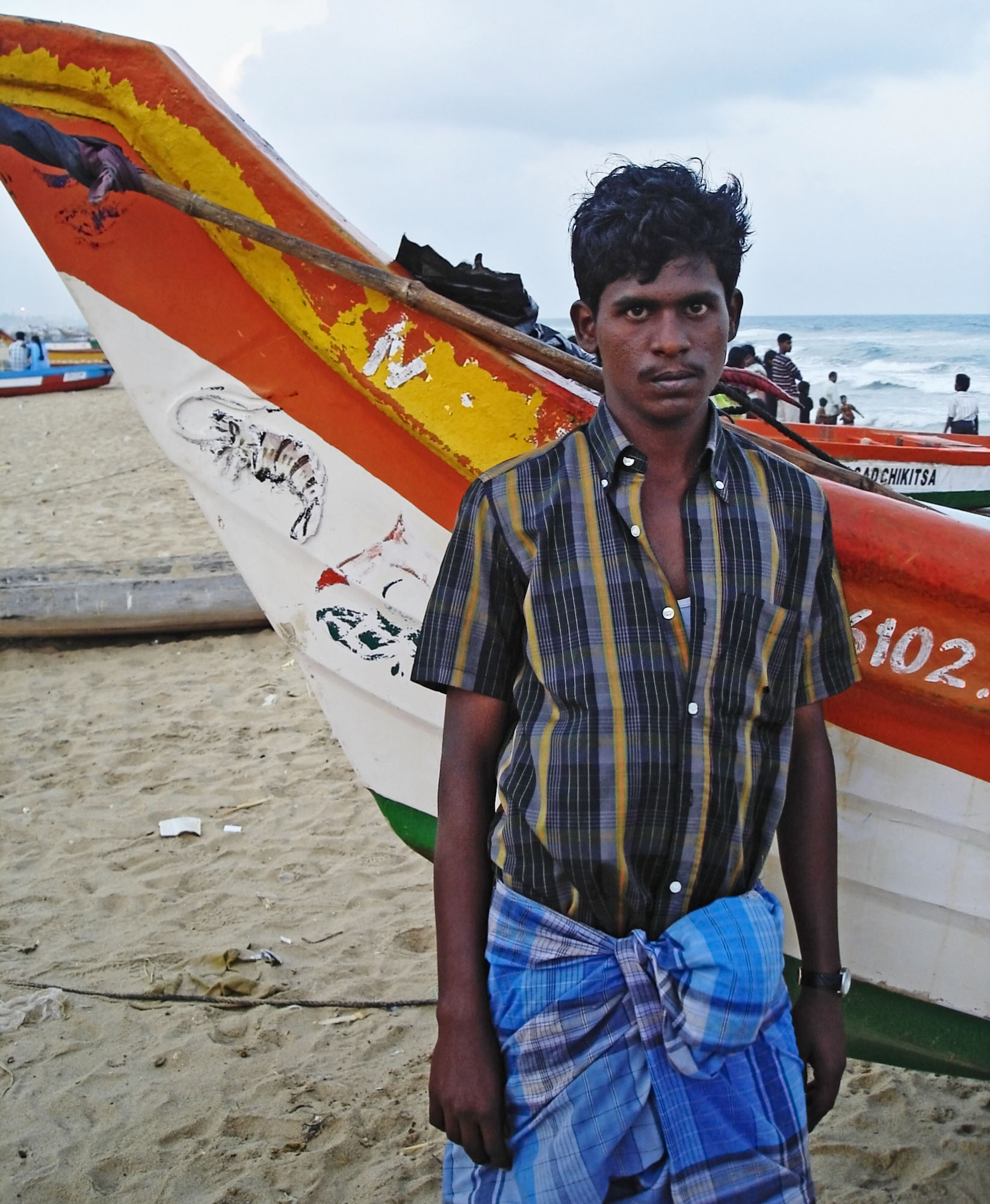 A fisherman on Marina Beach, Chennai