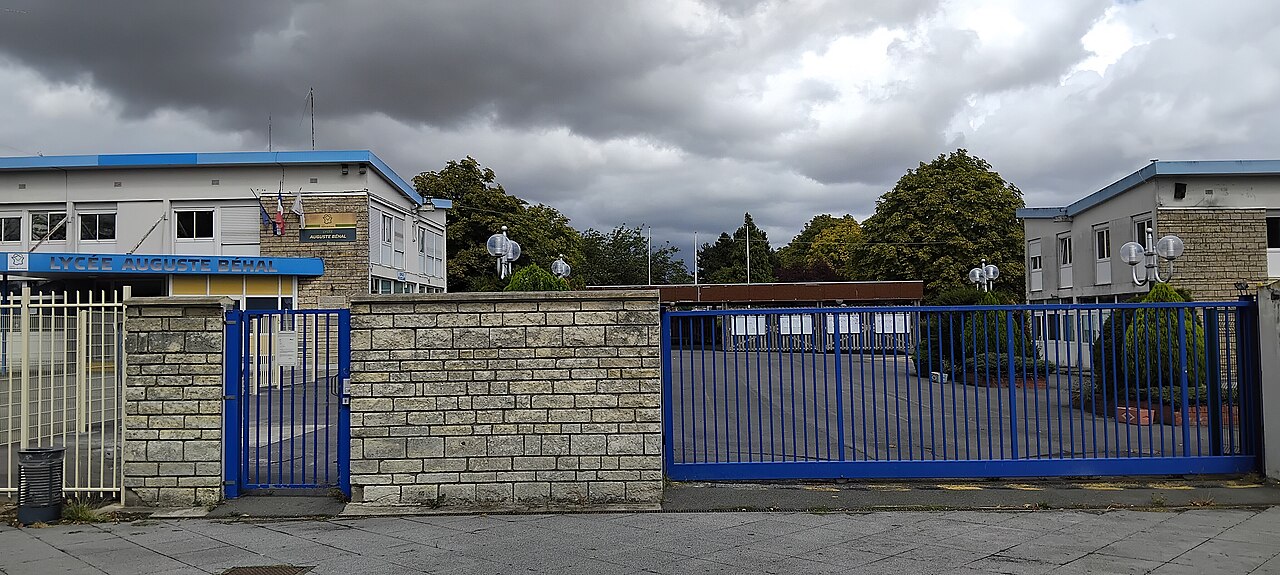 Main entrance of Auguste Behal High School in Lens, France