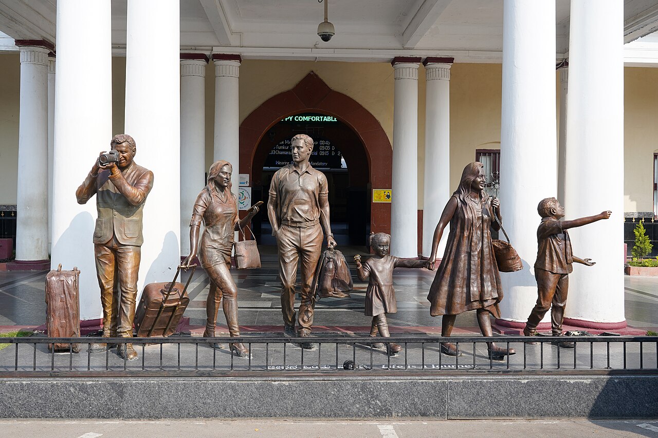 Traveller statues at Mysuru Railway Station, Karnataka